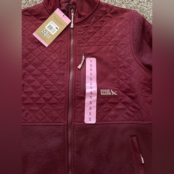 Eddie Bauer Women's Mixed Media Red Fleece Jacket Size Small - Picture 4 of 12